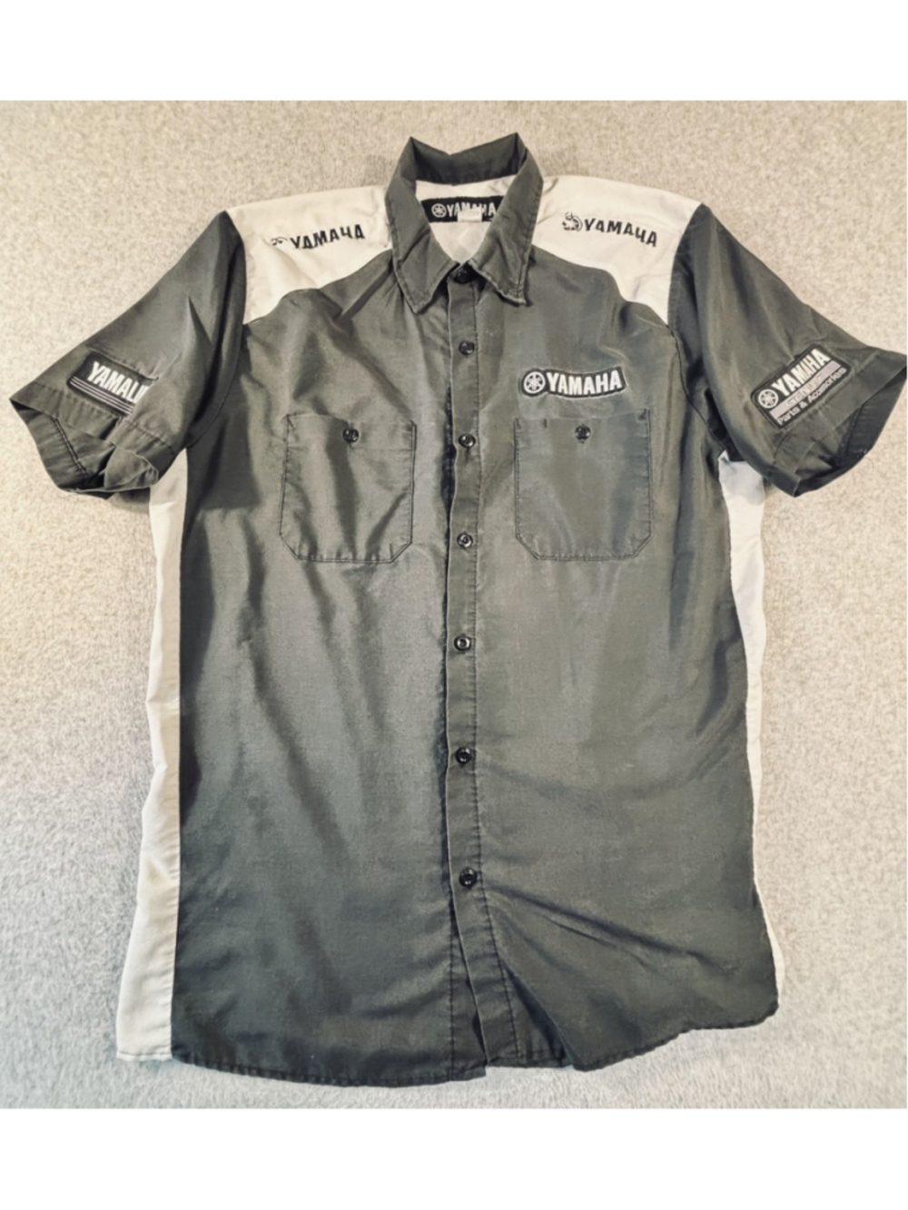 Yamaha Racing Pit Crew Shirt Men’s Large Black White Yamalube Button Up